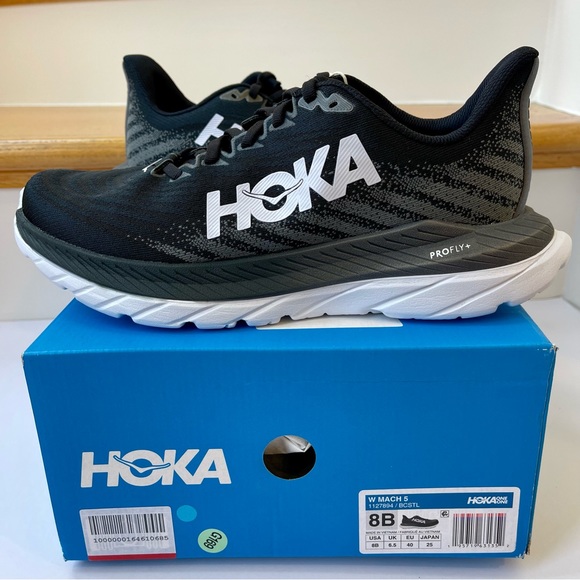 NWT Hoka Mach 5 Running Shoes in black / white / castlerock , Hoka One One - Picture 6 of 14